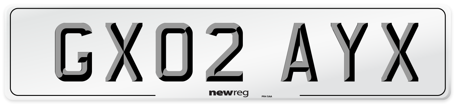 GX02 AYX Number Plate from New Reg